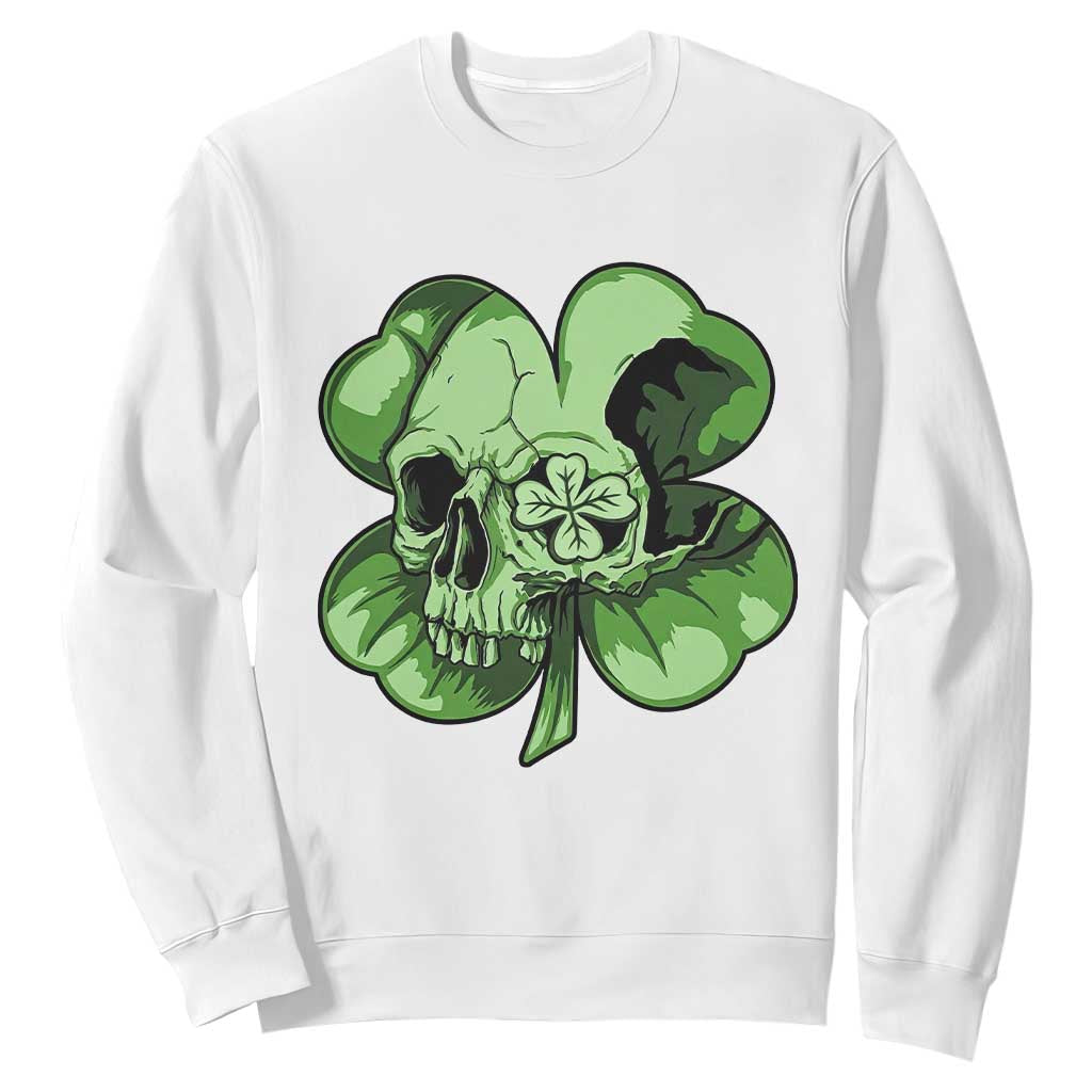 St Patricks Day Lucky Shamrock Skull Gift Sweatshirt TS12 White Print Your Wear