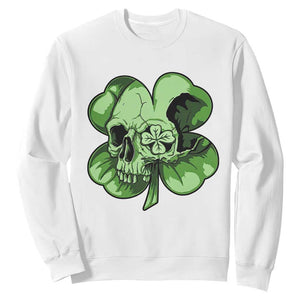 St Patricks Day Lucky Shamrock Skull Gift Sweatshirt TS12 White Print Your Wear