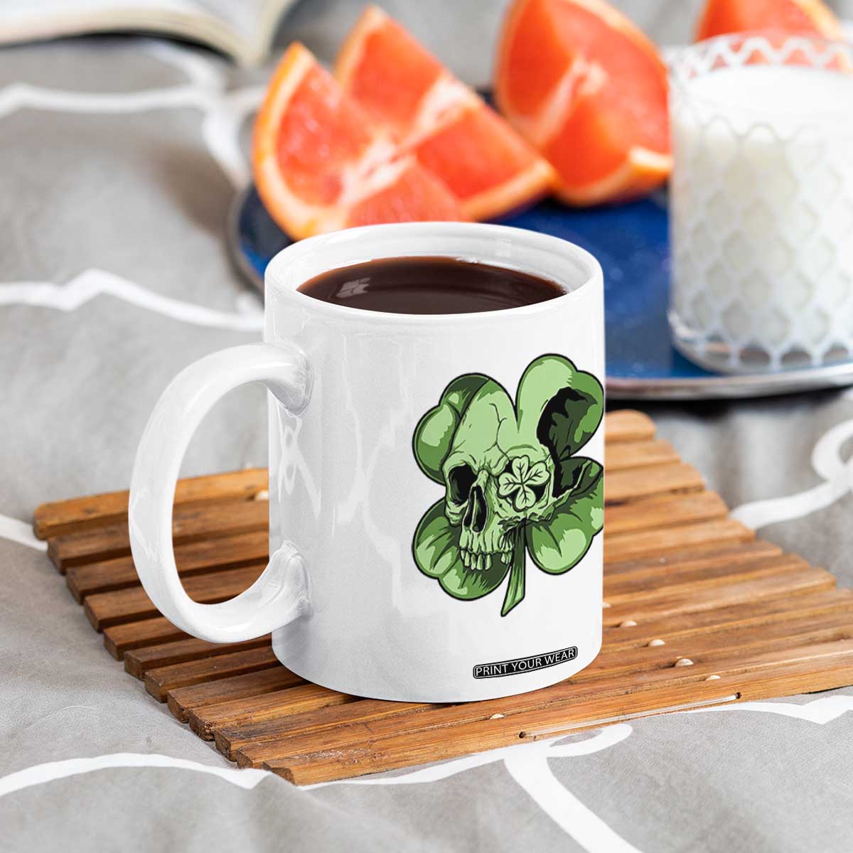 St Patricks Day Lucky Shamrock Skull Gift Coffee Mug TS12 Print Your Wear