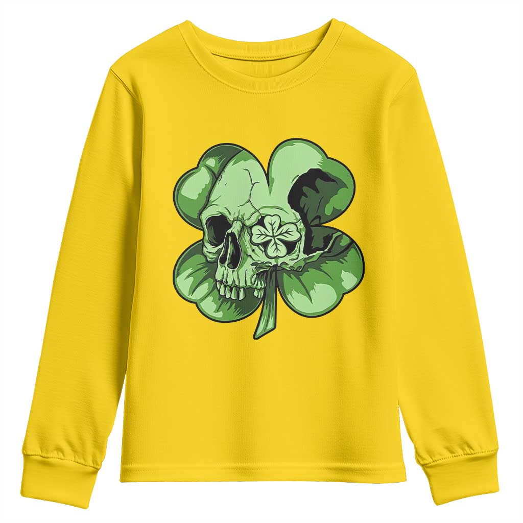 St Patricks Day Lucky Shamrock Skull Gift Youth Sweatshirt TS12 Daisy Print Your Wear