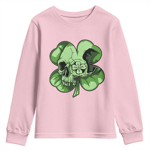 St Patricks Day Lucky Shamrock Skull Gift Youth Sweatshirt TS12 Light Pink Print Your Wear