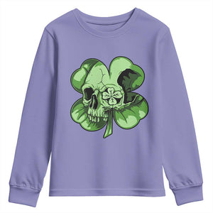 St Patricks Day Lucky Shamrock Skull Gift Youth Sweatshirt TS12 Violet Print Your Wear