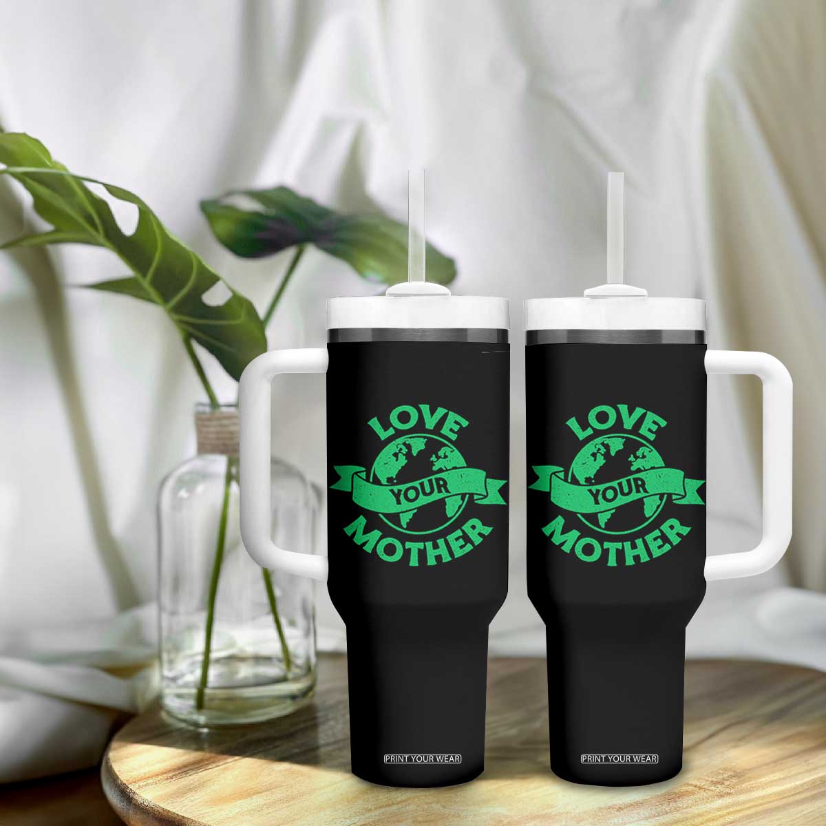 Love Your Mother Earth Day Tumbler With Handle Protect Our Planet TS12 Print Your Wear