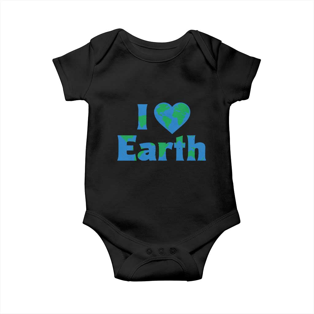 Earth Day Environmental Activism Baby Onesie I Love Earth TS12 Black Print Your Wear
