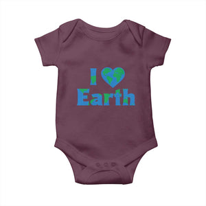 Earth Day Environmental Activism Baby Onesie I Love Earth TS12 Maroon Print Your Wear