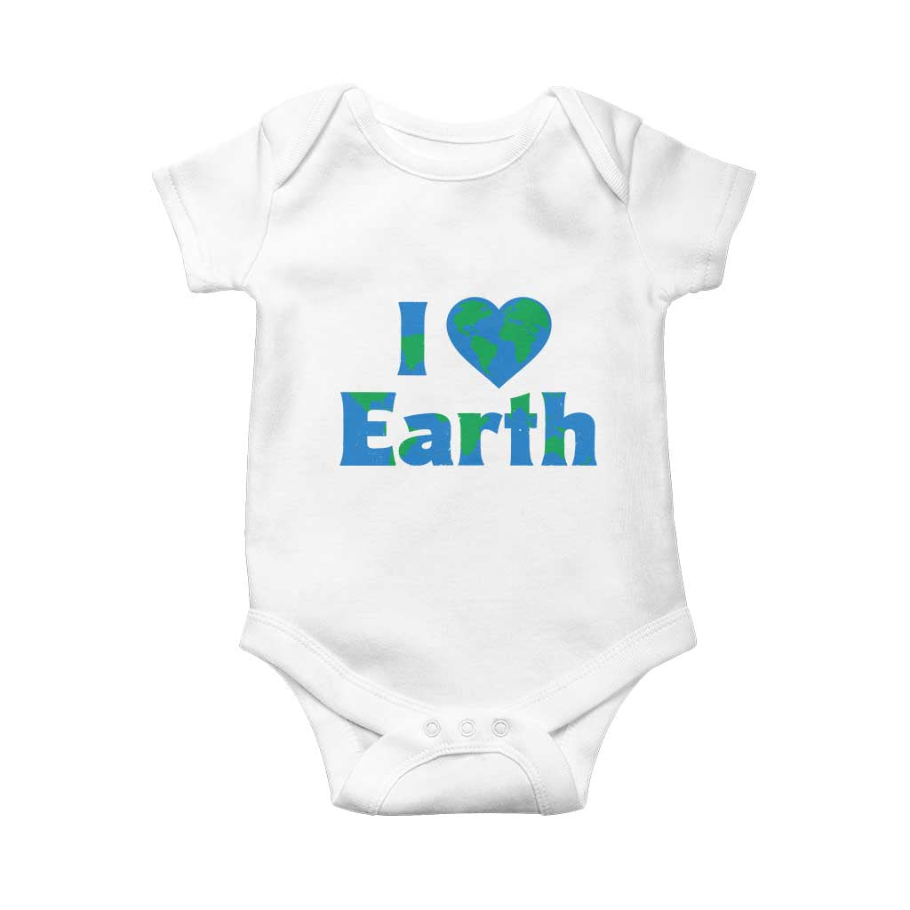 Earth Day Environmental Activism Baby Onesie I Love Earth TS12 White Print Your Wear