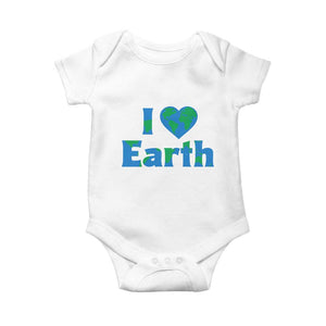 Earth Day Environmental Activism Baby Onesie I Love Earth TS12 White Print Your Wear