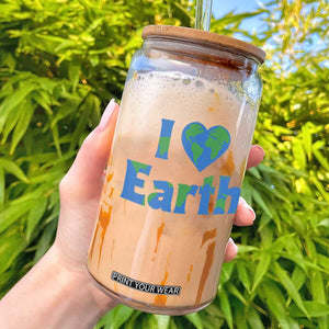 Earth Day Environmental Activism Glass Can I Love Earth TS12 Black Print Your Wear