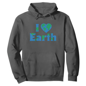 Earth Day Environmental Activism Hoodie I Love Earth TS12 Dark Heather Print Your Wear
