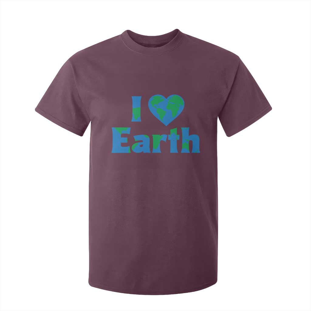 Earth Day Environmental Activism T Shirt For Kid I Love Earth TS12 Maroon Print Your Wear