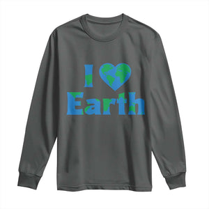 Earth Day Environmental Activism Long Sleeve Shirt I Love Earth TS12 Dark Heather Print Your Wear