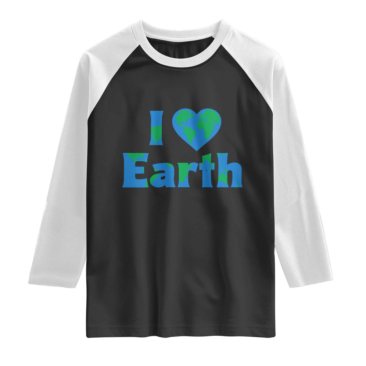 Earth Day Environmental Activism Raglan Shirt I Love Earth TS12 Black White Print Your Wear