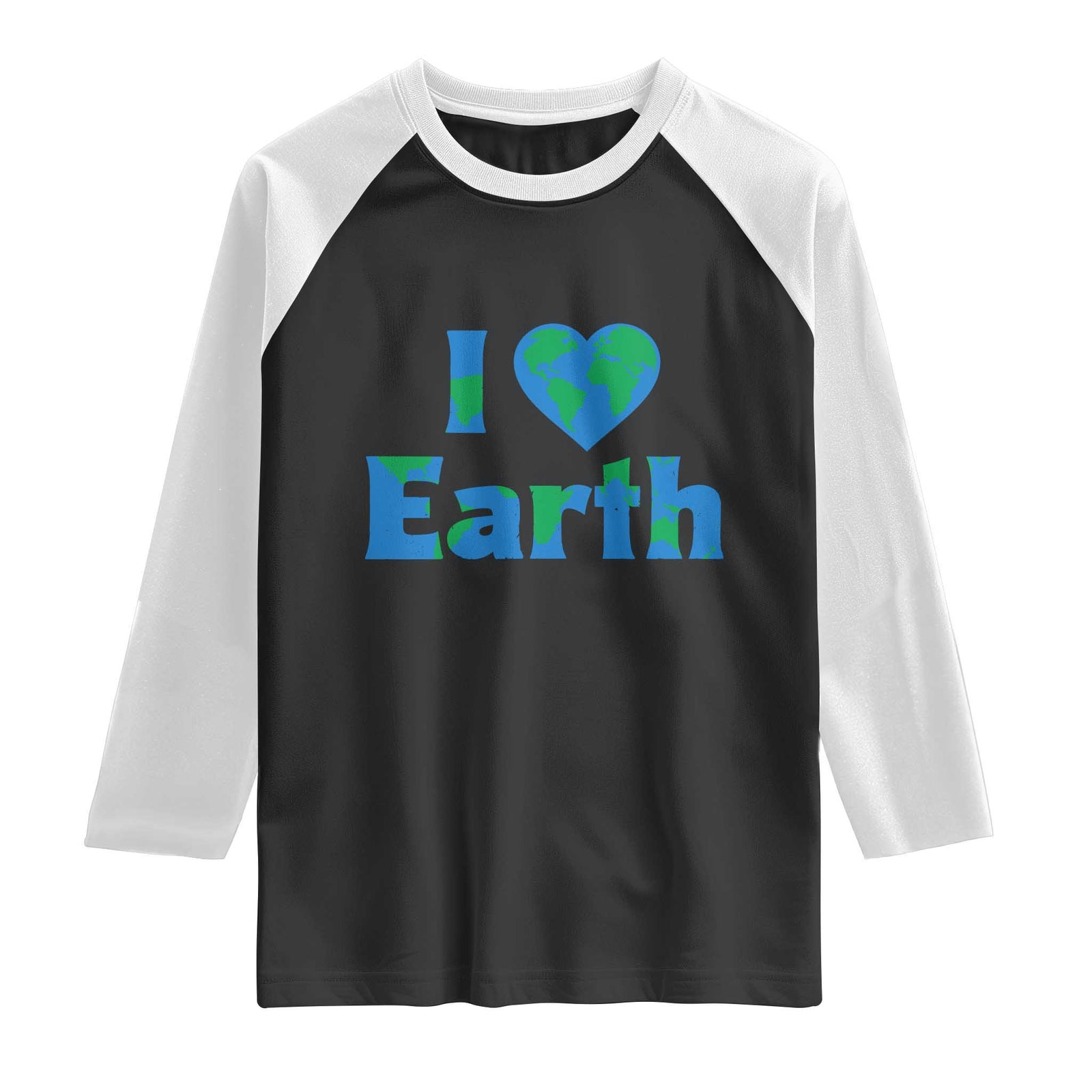 Earth Day Environmental Activism Raglan Shirt I Love Earth TS12 Black White Print Your Wear