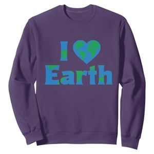 Earth Day Environmental Activism Sweatshirt I Love Earth TS12 Purple Print Your Wear