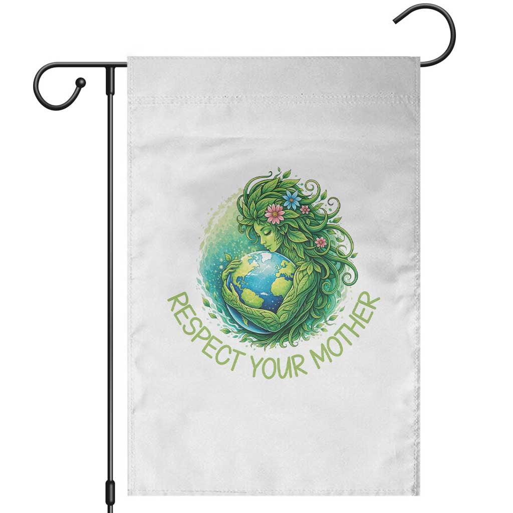 Respect Your Mother Garden Flag Earth Mother Hugging Planet TS12 White Print Your Wear