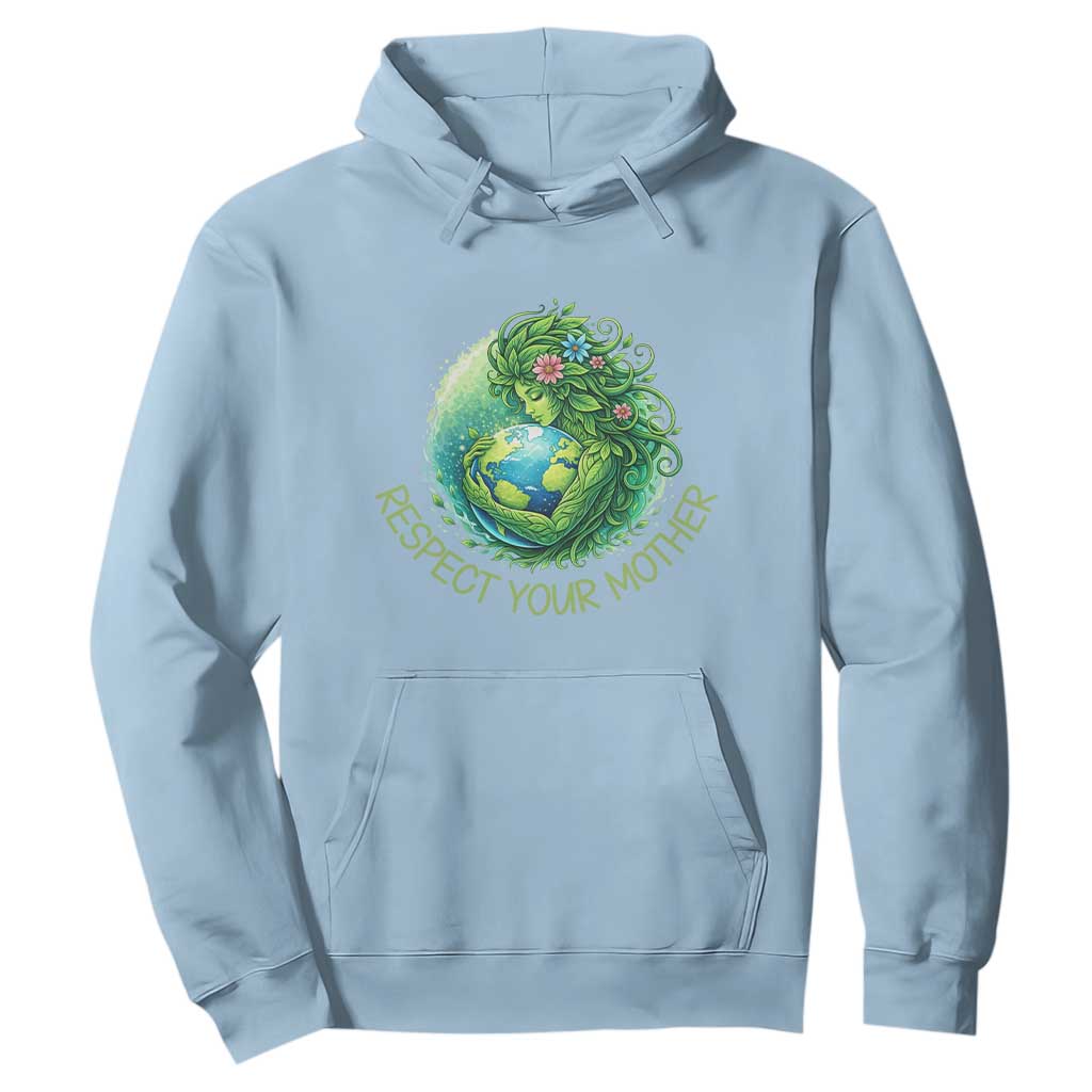 Respect Your Mother Hoodie Earth Mother Hugging Planet TS12 Light Blue Print Your Wear