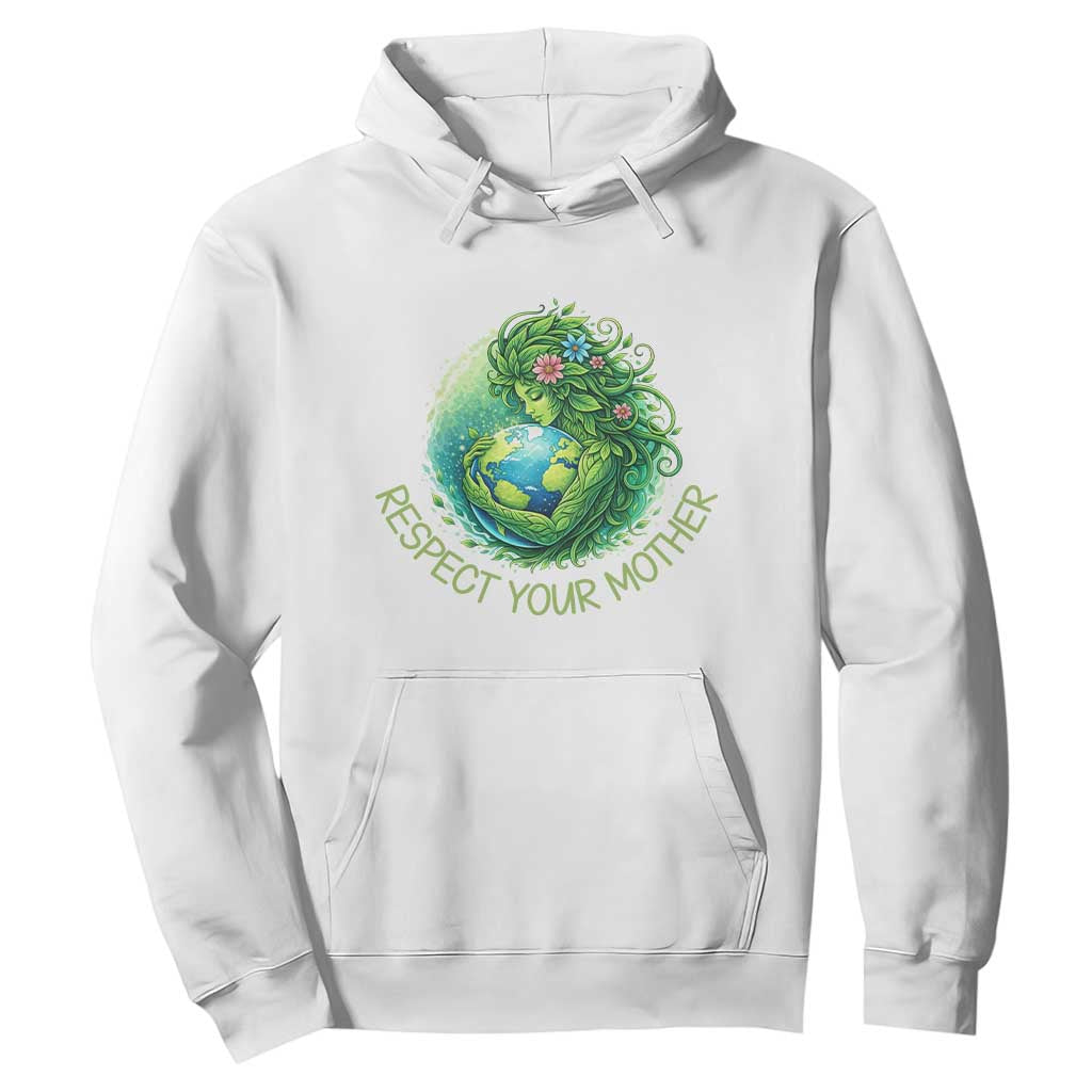 Respect Your Mother Hoodie Earth Mother Hugging Planet TS12 White Print Your Wear