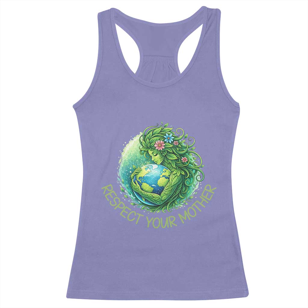 Respect Your Mother Racerback Tank Top Earth Mother Hugging Planet TS12 Violet Print Your Wear