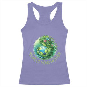 Respect Your Mother Racerback Tank Top Earth Mother Hugging Planet TS12 Violet Print Your Wear