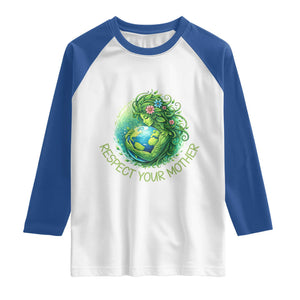 Respect Your Mother Raglan Shirt Earth Mother Hugging Planet TS12 White Royal Print Your Wear