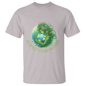 Respect Your Mother T Shirt Earth Mother Hugging Planet TS12 Ice Gray Print Your Wear