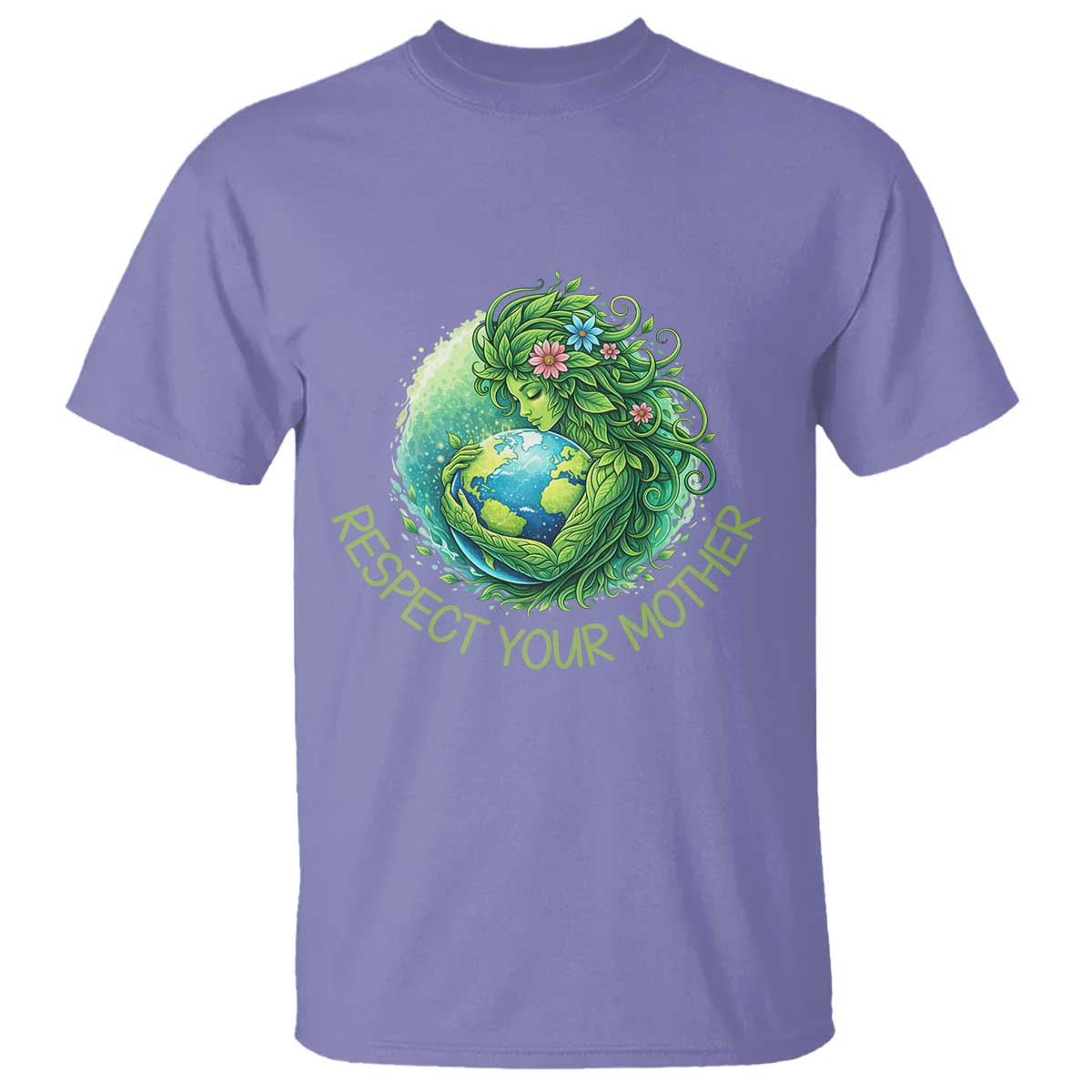 Respect Your Mother T Shirt Earth Mother Hugging Planet TS12 Violet Print Your Wear