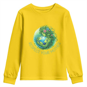 Respect Your Mother Youth Sweatshirt Earth Mother Hugging Planet TS12 Daisy Print Your Wear