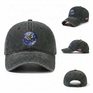 There Is No Planet B Washed Cotton Baseball Cap Earth Day Environmental Awareness Gift TS12 Washed Cap Universal Fit Dark Green Print Your Wear