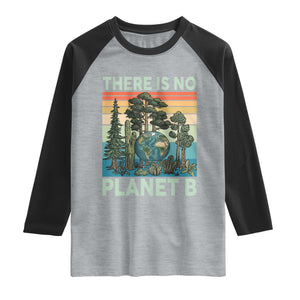 Vintage There Is No Planet B Earth Day Gift Raglan Shirt TS12 Heather Gray Black Print Your Wear