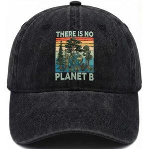 Vintage There Is No Planet B Earth Day Gift Washed Cotton Baseball Cap TS12 Washed Cap Universal Fit Black Print Your Wear