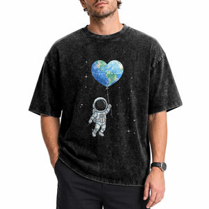 Astronaut Protect The Planet Washed Cotton T-Shirt Earth Day Gift