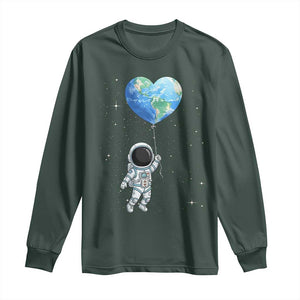 Astronaut Protect The Planet Long Sleeve Shirt Earth Day Gift TS12 Dark Forest Green Print Your Wear