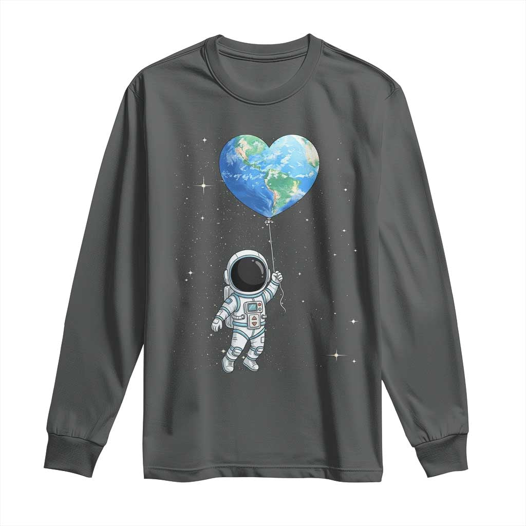Astronaut Protect The Planet Long Sleeve Shirt Earth Day Gift TS12 Dark Heather Print Your Wear