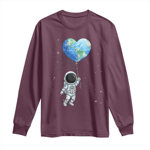 Astronaut Protect The Planet Long Sleeve Shirt Earth Day Gift TS12 Maroon Print Your Wear
