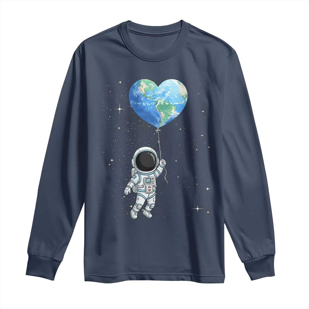 Astronaut Protect The Planet Long Sleeve Shirt Earth Day Gift TS12 Navy Print Your Wear