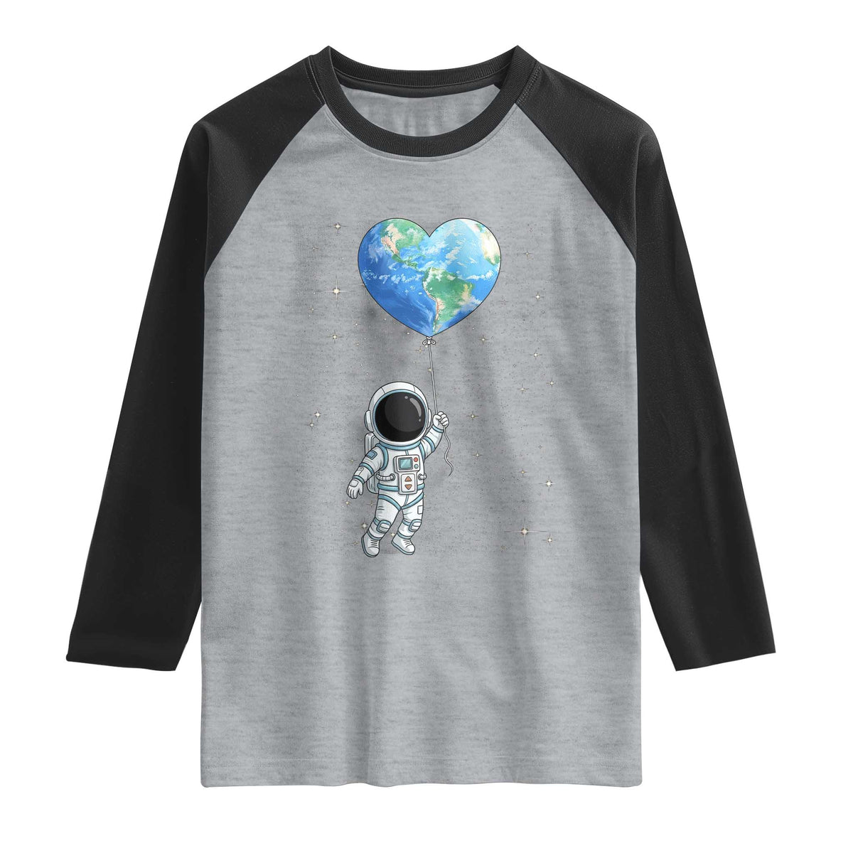 Astronaut Protect The Planet Raglan Shirt Earth Day Gift TS12 Heather Gray Black Print Your Wear