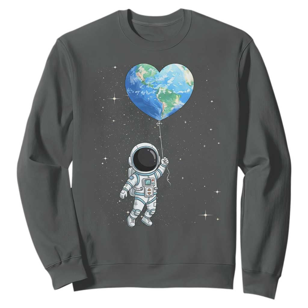 Astronaut Protect The Planet Sweatshirt Earth Day Gift TS12 Dark Heather Print Your Wear