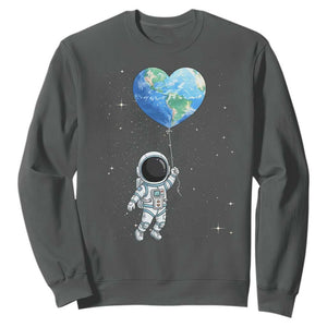 Astronaut Protect The Planet Sweatshirt Earth Day Gift TS12 Dark Heather Print Your Wear