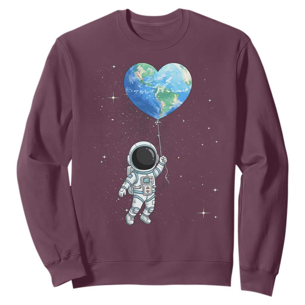 Astronaut Protect The Planet Sweatshirt Earth Day Gift TS12 Maroon Print Your Wear