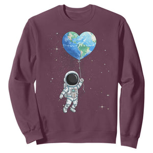 Astronaut Protect The Planet Sweatshirt Earth Day Gift TS12 Maroon Print Your Wear