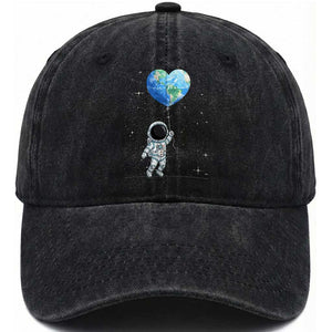 Astronaut Protect The Planet Washed Cotton Baseball Cap Earth Day Gift TS12 Washed Cap Universal Fit Black Print Your Wear