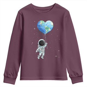 Astronaut Protect The Planet Youth Sweatshirt Earth Day Gift TS12 Maroon Print Your Wear