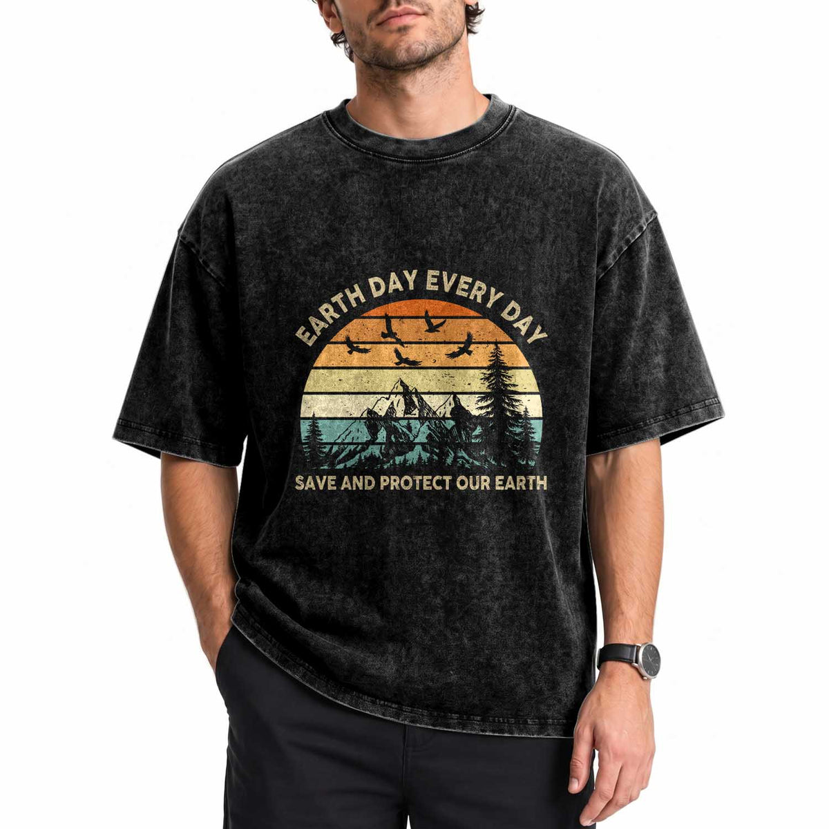 Earth Day Everyday Washed Cotton T-Shirt Save And Protect Our Earth