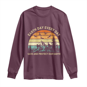 Earth Day Everyday Long Sleeve Shirt Save And Protect Our Earth TS12 Maroon Print Your Wear