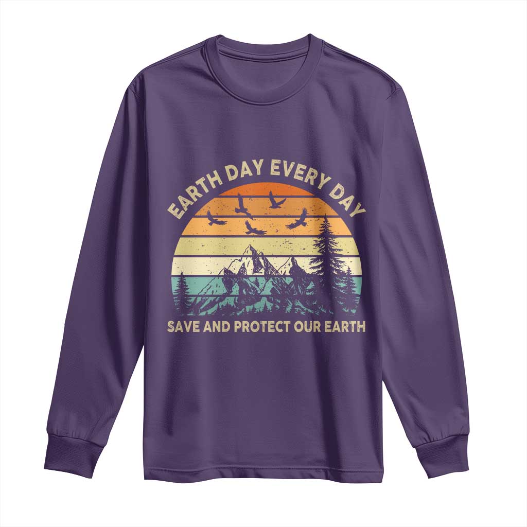Earth Day Everyday Long Sleeve Shirt Save And Protect Our Earth TS12 Purple Print Your Wear