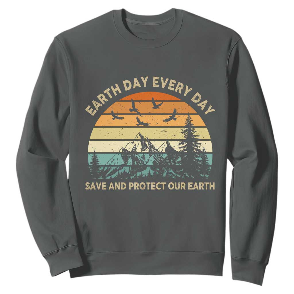 Earth Day Everyday Sweatshirt Save And Protect Our Earth TS12 Dark Heather Print Your Wear