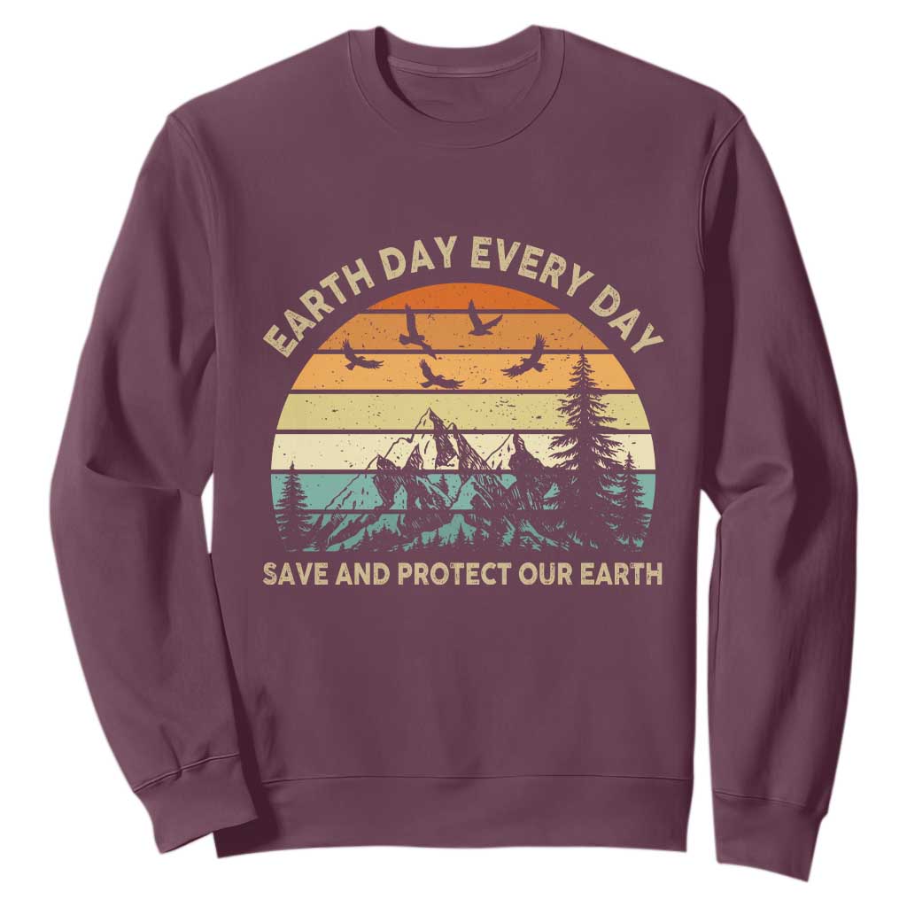 Earth Day Everyday Sweatshirt Save And Protect Our Earth TS12 Maroon Print Your Wear