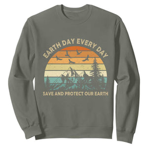 Earth Day Everyday Sweatshirt Save And Protect Our Earth TS12 Military Green Print Your Wear