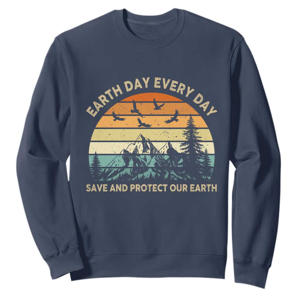 Earth Day Everyday Sweatshirt Save And Protect Our Earth TS12 Navy Print Your Wear