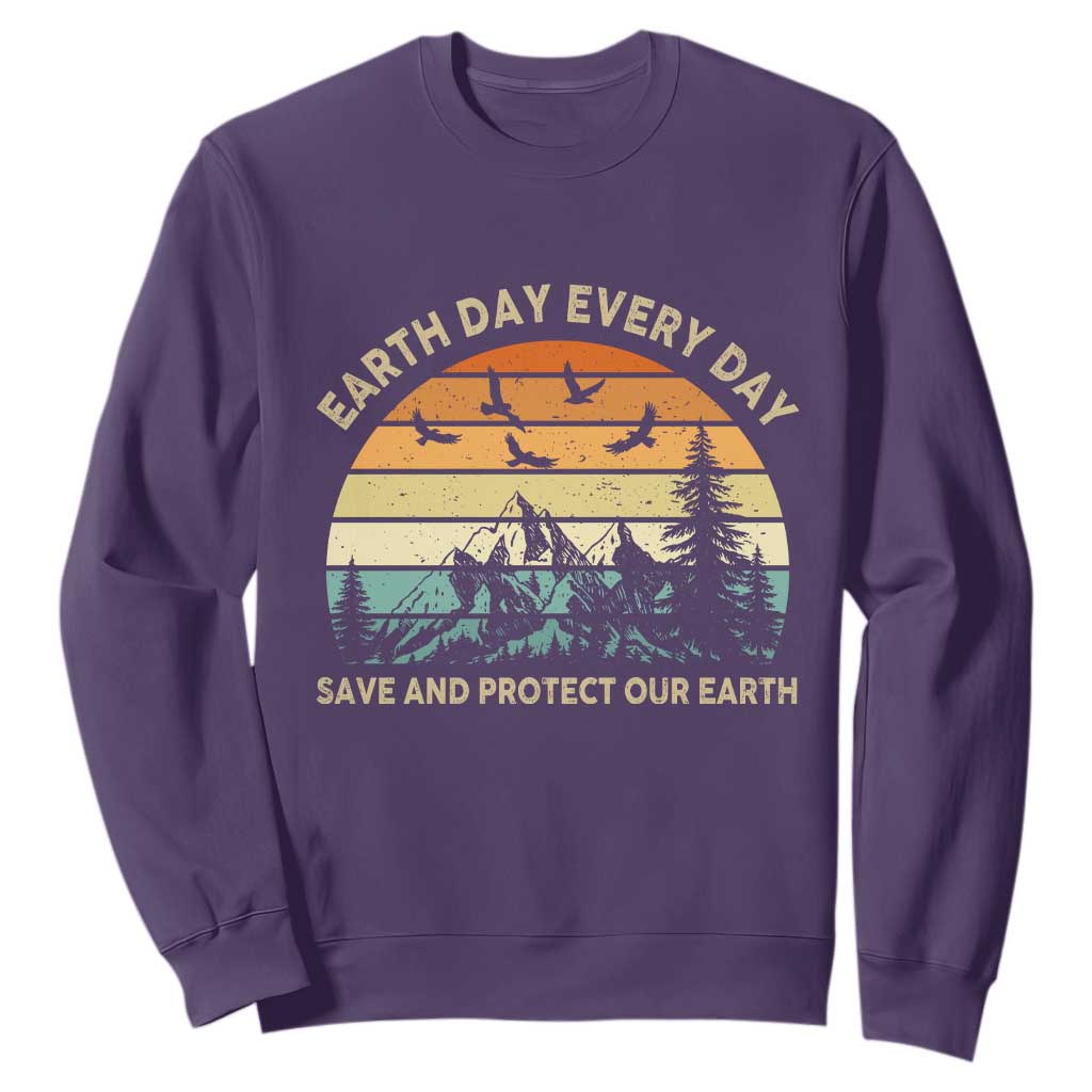 Earth Day Everyday Sweatshirt Save And Protect Our Earth TS12 Purple Print Your Wear